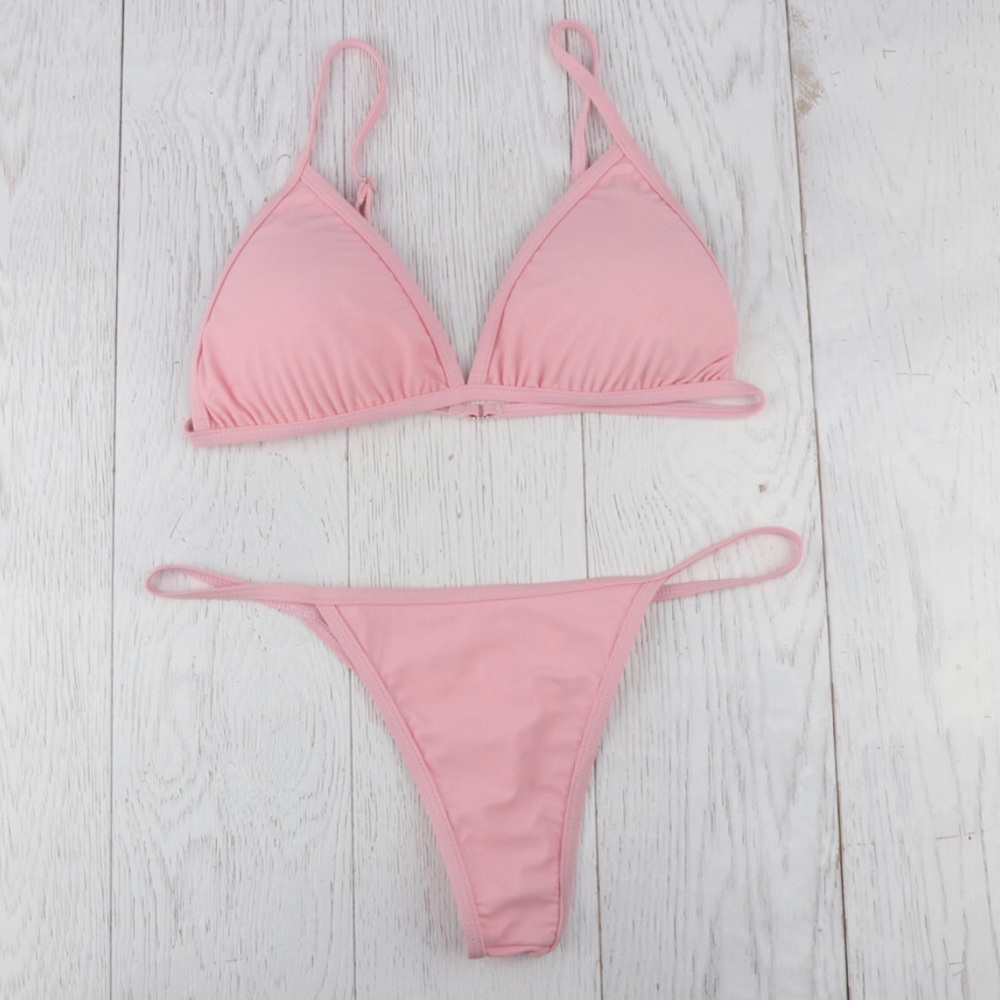 PINK TRIANGLE BIKINI CHEEKY BOTTOM PUSH-UP - Picture 4 of 6